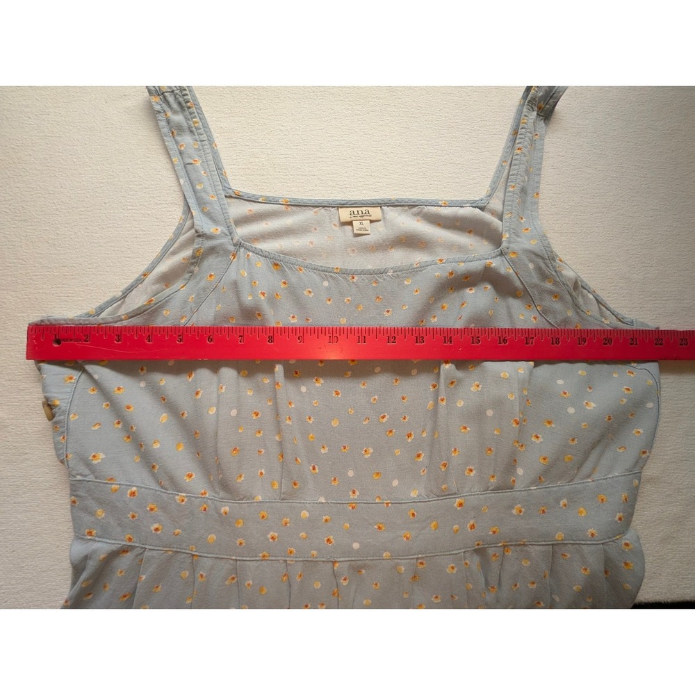 a.n.a Milkmaid dress Cotton Linen blend Blue Floral Square Neck Side Buttons XXL - Picture 6 of 9